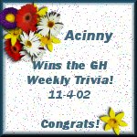 Winner GH Weekly Trivia 11-4-02