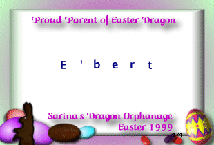 1999 Adoption Certificate For Easter Dragon