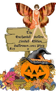2002 Limited Addition Halloween Pixie Adoption Certificate